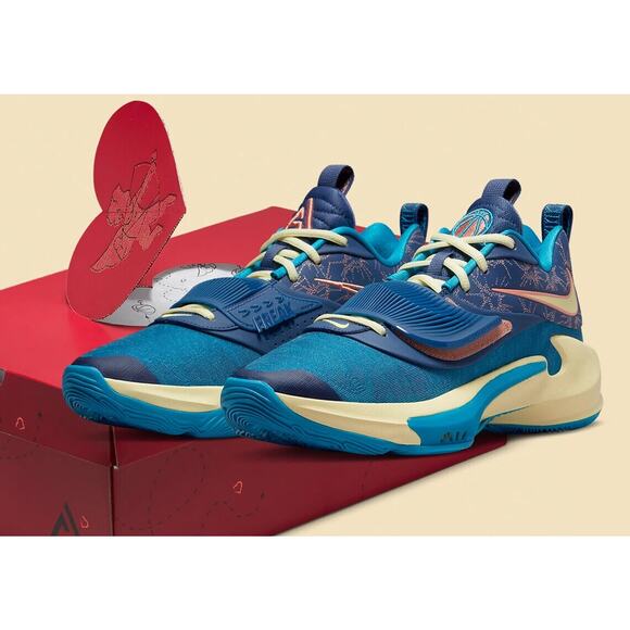 Nike Zoom Freak 3 NRG Giannis Blue Citron Valentines DH7347 900 - SIZE 7.5 MENS